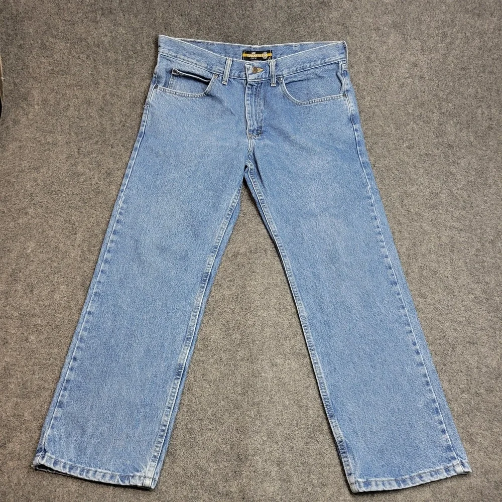Lee Jeans Mens 38x30 Blue Denim Boho Streetwear Grunge Regular Fit Straight Leg